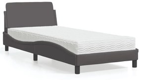 Letto Con Materasso Grigio 90x190 Cm İn Similpelle /