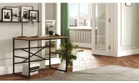 Scrivania Industrial Ferro E Legno 100x60x75H Rovere E Antracite Voyage