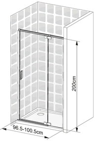 Porta doccia girevole Neo L 100 x H 200cm, Sp. 5 mm in vetro profilo nero