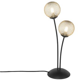 Lampada da tavolo moderna nera 2 luci oro - ATHENS Wire