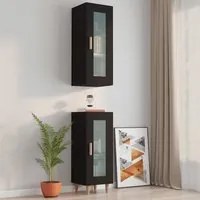 Armadietto Pensile a Parete Nero 34,5x34x90 cm cod mxl 23761