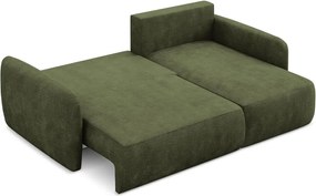 Divano angolare verde allungabile/con contenitore (con penisola a destra/con chaise lounge) con rivestimento in ciniglia Lilo – Makamii