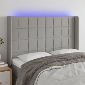 Testiera A Led Grigio Chiaro 147x16x118/128 Cm İn Tessuto /