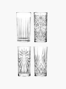 Set di 4 bicchieri da long drink in cristallo con motivo in rilievo Bichiera