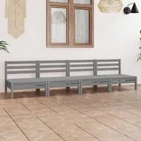 Set Divani da Giardino 4 pz Grigio in Legno Massello di Pino 3082484