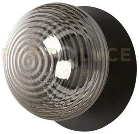 Plafoniera tondo base nera 1 vetro fume' 2 luci attacco e27 d.46cm