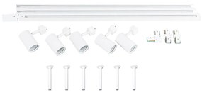 Sistema di illuminazione su binario a sospensione moderno con 5 faretti bianchi monofase - Iconic Jeana