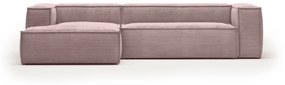 Kave Home - Divano Blok 3 posti chaise longue sinistra in velluto a coste spesse rosa 300 cm
