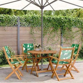 Set Pranzo Da Giardino 5 Pz Foglie İn Tessuto E Legno Massello /