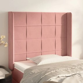Testiera Ad Orecchio Nera 103x16x118/128 Cm İn Velluto /