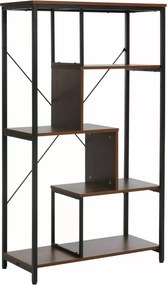 Libreria Net B in legno laminato noce scuro e metallo – 75x35x132 cm