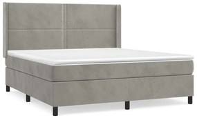 Giroletto a molle con materasso grigio chiaro 160x200cm velluto