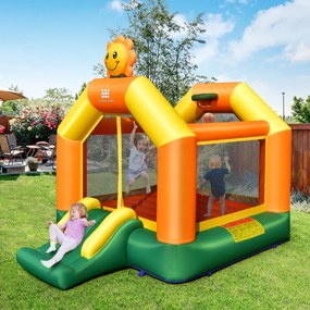 Costway Castello gonfiabile per bambini per interno ed esterno, Casa gonfiabile con scivolo e canestro da basket