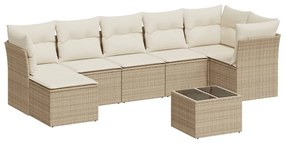 Set divano da giardino 8 pz con cuscini beige in polyrattan