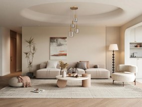 Lampadario 4 sfere L. 48 x H. 140 cm in Metallo e Vetro fumé Dorato e grigio fumé - GALRON