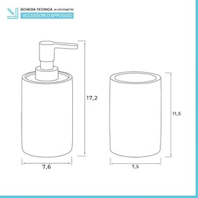 Set bagno dispenser sapone e porta spazzolino grigio Afrodite