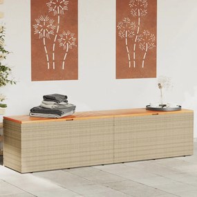 Contenitore Da Giardino Beige 220x50x54 Cm Polyrattan E Acacia /