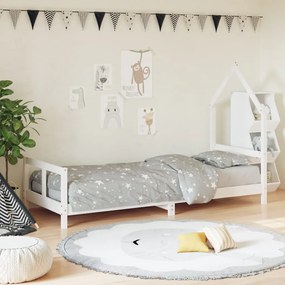 Giroletto Per Bambini Bianco 80x200cm İn Legno Massello Di Pino /