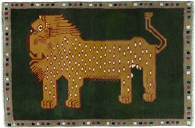 Gabbeh Tappeto persiano 90x130 Verde (Iran) Annodato A Mano