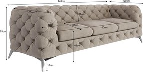 Divano greige con rivestimento in velluto 243 cm Chelsea – Ropez