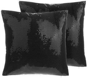 Set di 2 cuscini decorativi con paillettes color nero 45x45cm ASTER Beliani