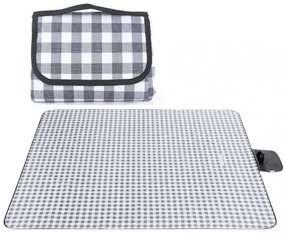 Coperta da picnic con motivo a scacchi grigio 200 x 115 cm