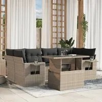 Set Divani da Giardino 7pz con Cuscini Grigio Chiaro Polyrattan 3267762