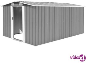 vidaXL Casetta da Giardino 257x392x181 cm in Metallo Grigio