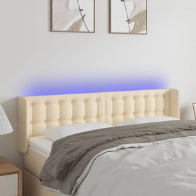 Testiera A Led Crema 147x16x78/88 Cm İn Tessuto /