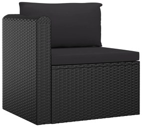 Set Divani da Giardino 7 pz con Cuscini in Polyrattan Nero