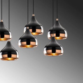 Lampadario nero/color rame con paralume in metallo Yildo – Opviq lights
