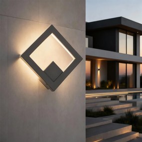 Applique LED da Esterno Quadrata 12W IP65 CCT con LED OSRAM - Antracite