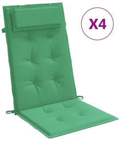 Cuscini per Sedia con Schienale Alto 4 pz Verde Tessuto Oxford