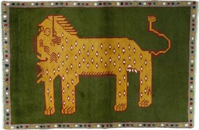 Gabbeh Tappeto 100x150 Verde (Iran) Annodato A Mano