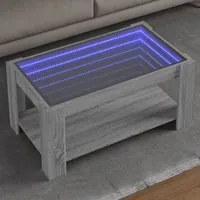 Tavolino Salotto con LED Grigio Sonoma 93x53x45 cm Multistrato 847558