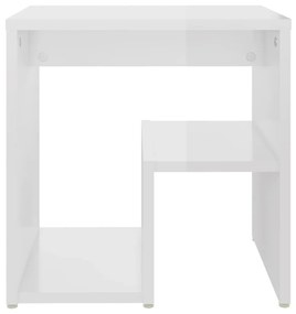 Comodini 2 pz bianco lucido 40x30x40 cm in legno multistrato