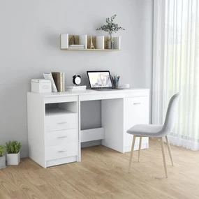 Scrivania bianca 140x50x76 cm in legno multistrato