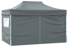 Gazebo Professionale Pieghevole 4 Pareti 3x4m Acciaio Antracite