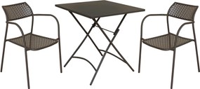 ROMANUS - set tavolo in metallo cm 70 x 70 x 72 h con 2 poltrone Aviim