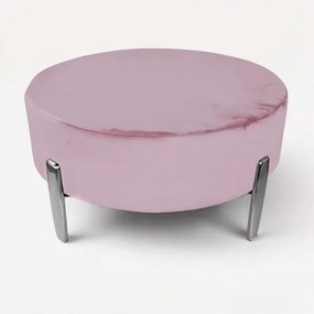 Pouf Rotondo in Velluto Rosa con Piedini 70 cm - Giotto