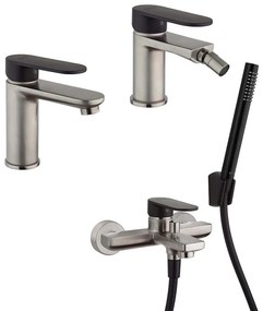 Set rubinetti lavabo bidet e gruppo vasca Jacuzzi Rubinetteria nichel e nero opaco