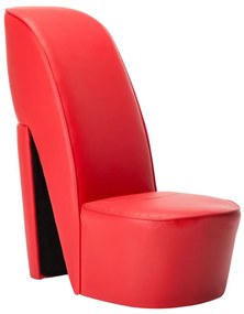 Poltrona A Forma Di Scarpa Con Tacco Alto İn Similpelle Rossa /