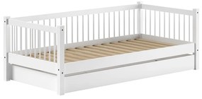 Letto per bambini in legno di faggio bianco con letto estraibile e contenitore 90x200 cm Forrest - Vipack
