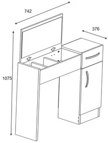 Toeletta tavolo da trucco  INCI 108,8x74,2 cm bianco