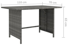 Tavolo da pranzo da giardino grigio 110x70x65 cm in polyrattan