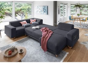 Divano angolare color antracite allungabile e con contenitore (penisola a sinistra/a U) Classy Sophie – Miuform