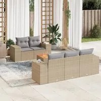 Set Divano da Giardino 6 pz con Cuscini Beige in Polyrattan 3257662