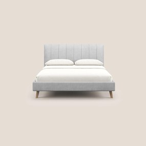 Selene letto imbottito con piedini naturali sfoderabile in tessuto impermeabile T02