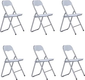 Sedia in metallo pieghevole seduta ecopelle BIANCO SET 6 PEZZI