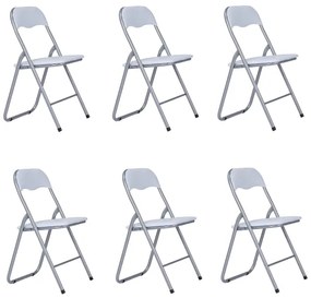 Sedia in metallo pieghevole seduta ecopelle BIANCO SET 6 PEZZI
